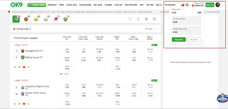 Hướng dẫn chi tiết các bước nạp tiền OK9